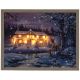 Lit Framed Christmas Canvas - Woodland Cabin - 40x50cm