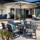 Hartman Luna 6 Seat Rectangular Dining Set with Parasol & Base