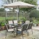 Kettler Savita 6 Seat Rectangular Dining Set with Stone Cushions, Parasol and Concrete Base (other accessories not included)