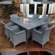 Catalan 6 Seat Rectangular Dining Set with Fire Pit Table