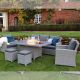 Catalan Lounge Dining Set with Gas Powered Fire Pit Table