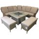 Venice Curved Modular Dining Set with Fire Pit