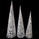 Set of Three Silver Cone Trees with Warm White LEDs